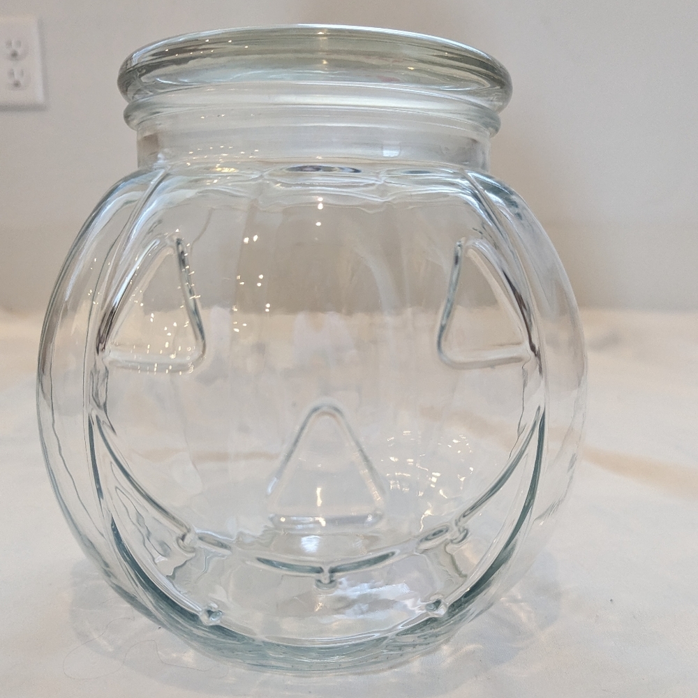 Jack o lantern glass jar with lid